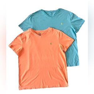 Polo Ralph Lauren Lot of 2 T-Shirts Mens Large Short Sleeve V Neck